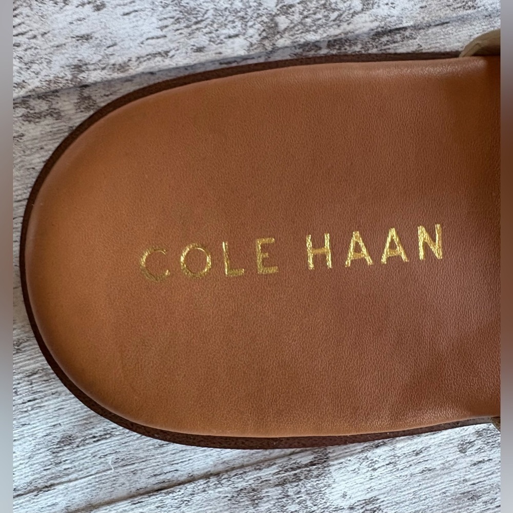 Preloved COLE HAAN Fawn Pecan Gold Leather Sandals Women's Size 10 - Picture 6 of 12